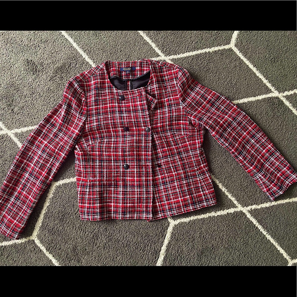 Brooks Brothers Red white and black tweed blazer